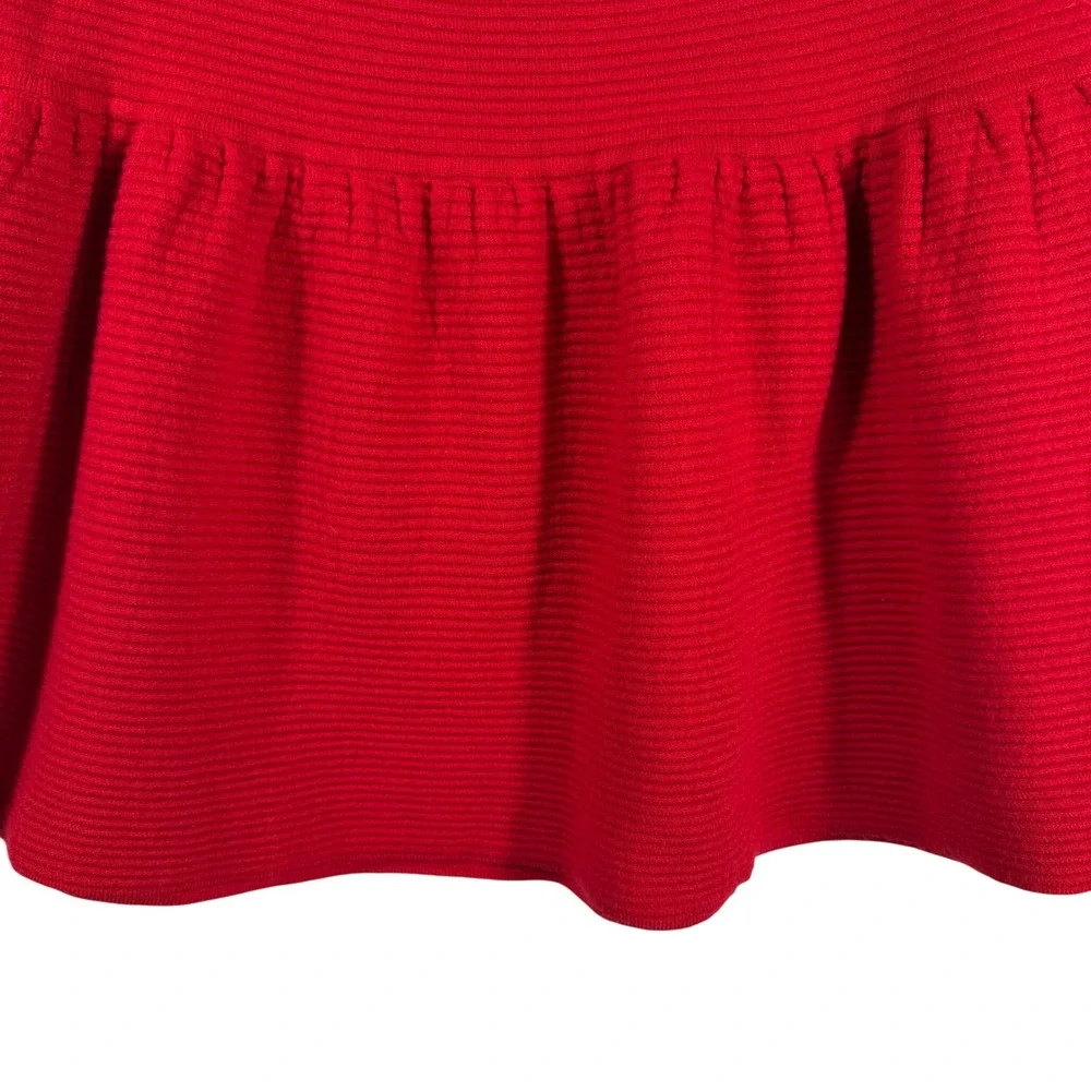 Cynthia Rowley Red A-Line Ribbed Skirt Size Medium‎ Women's Stretch Waist - Picture 8 of 9